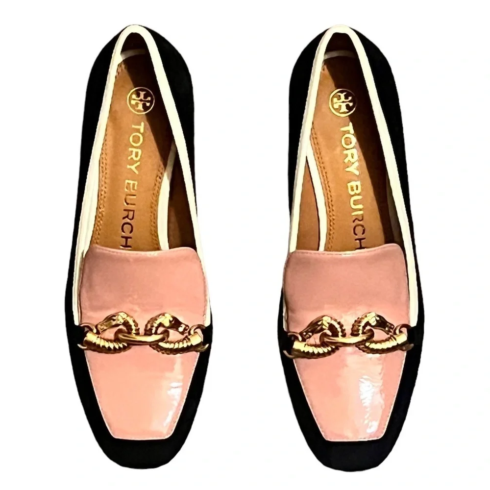 Tory Burch‎ Jessa Suede Heel Pump Black Pink Ivory